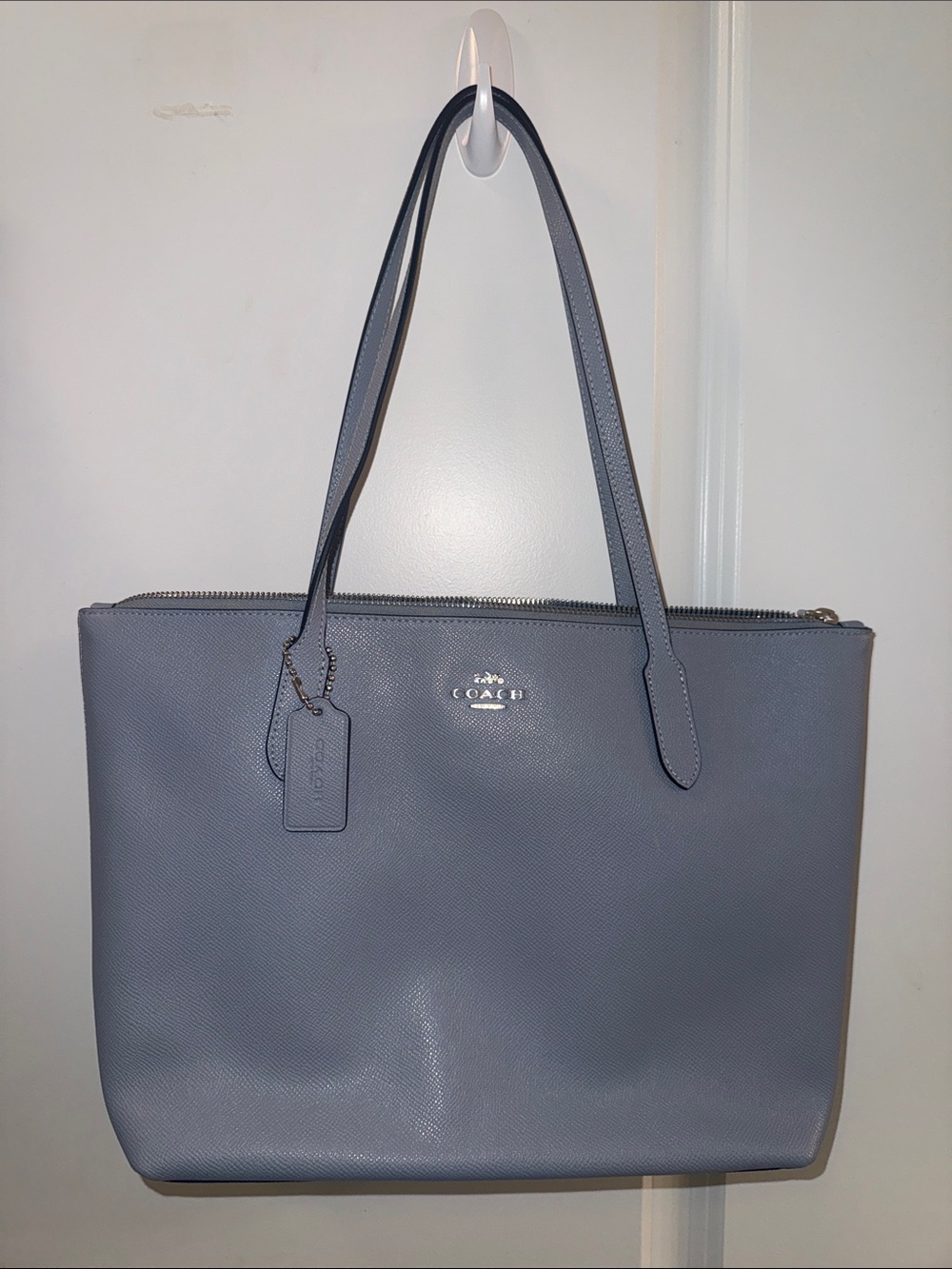 Coach Dusty Blue Leather Zip-Top Purse